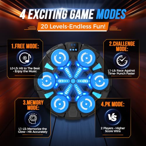 Faentwc Blue Kids & Adults Bluetooth Boxing Machine with Wall Mount - Boxing Gym Equipment for Home & Kids Gift