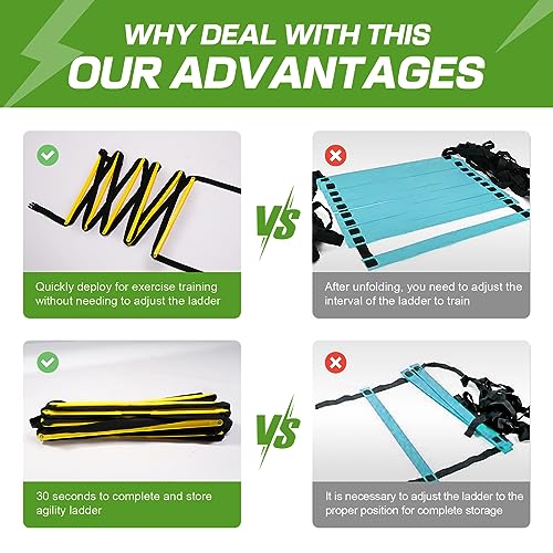 Agility Ladder 12 Rung 20 FT Speed Training - Yellow