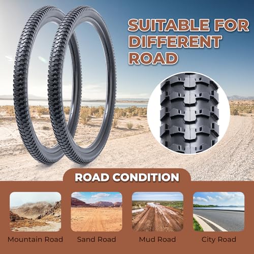 MetersGod 2 Pcs 26x2.10 Bicycle Tires Folding Mountain & Cruiser Replacement