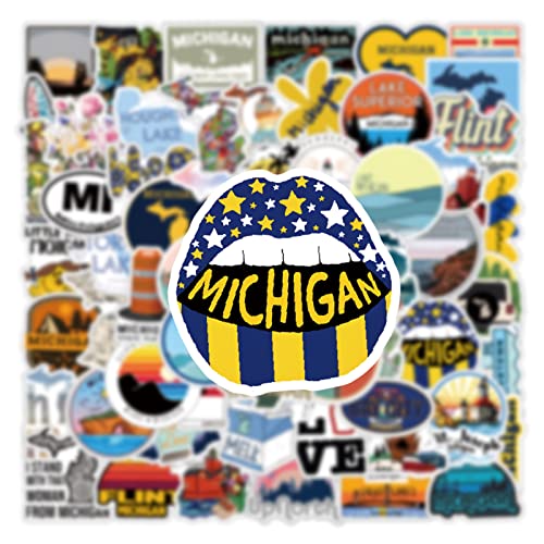 63Pcs Michigan Aesthetic Waterproof Stickers Pack - Travel Decals