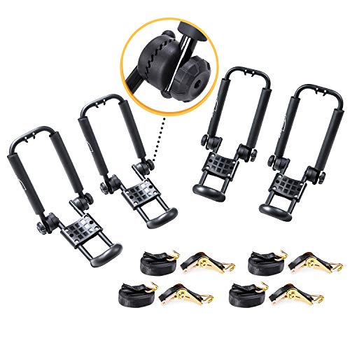 J-Bar Roof Rack Carrier with 16 Ft Ratchet Straps - Black