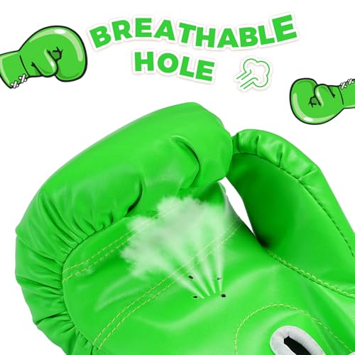 Kids Boxing Gloves - Youth Training Sparring Gloves 6OZ Green