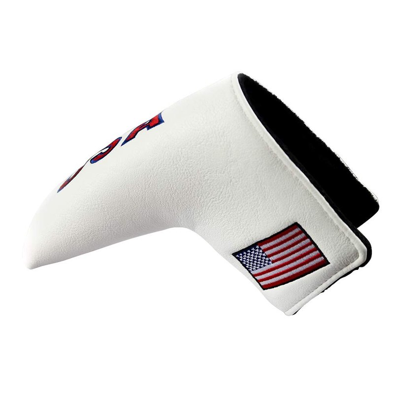 Myartte Golf Head Cover Putter Cover Magnetic Closure Blade Putter(White American Flag)