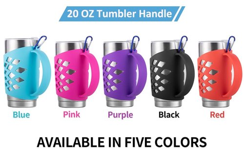 TRINENOX Handle for YETI 20 oz Tumbler, Silicone Sleeve with Hard Handle for 20 oz Tumbler – Fits YETI Rambler 20 oz Stainless Steel Vacuum Insulated Tumbler, Travel Coffee Tumbler 20 oz, (Purple)