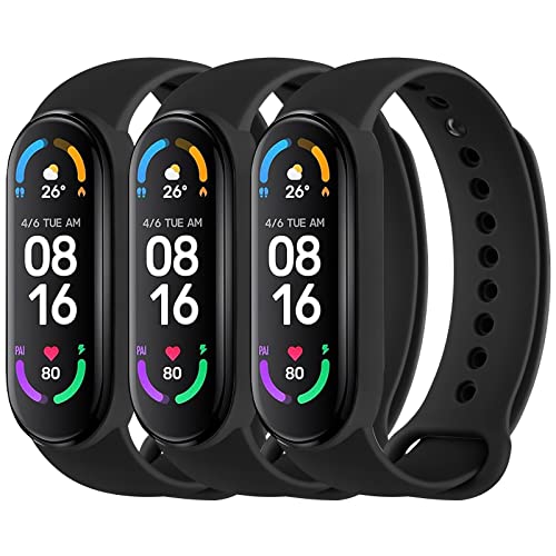 Sport Bands for Mi Band 5 & 6 - Soft Silicone Replacement Straps - Black