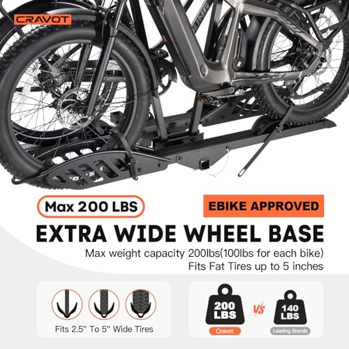 E2 200lbs Capacity EBike Rack with Ramp for 2 Bikes - Foldable