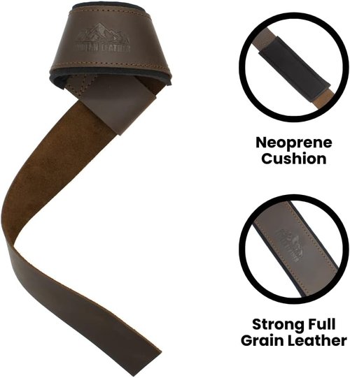Andean Leather Weightlifting Straps - Padded Neoprene & Full Grain Leather for Strength Training