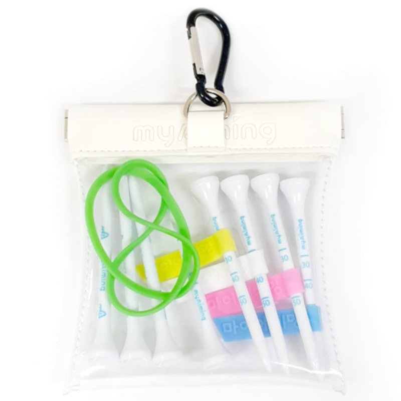 MYAIMING Golf Tees Pouch Bag with Clip, Squeeze Top Pocket, Practice Hole Cup, Height Adjustment Tees, Aiming Silicon Included