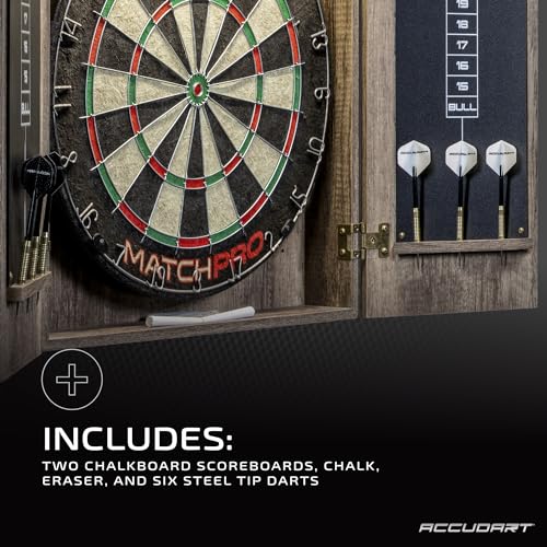 Regulation 18" Sisal Dartboard Cabinet Set with LED Lighting