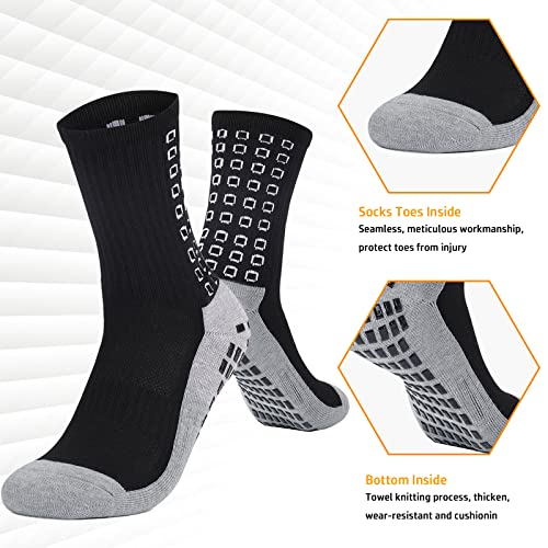 Men's Anti-Slip Soccer Socks with Grip Pads - Medium-X-Large/Black