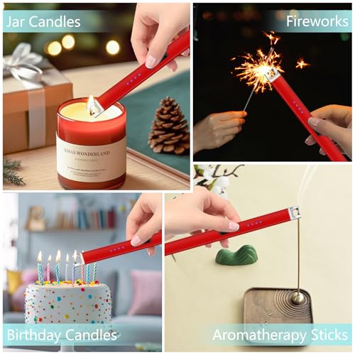 Rechargeable Electric Candle Lighter - Windproof, Red