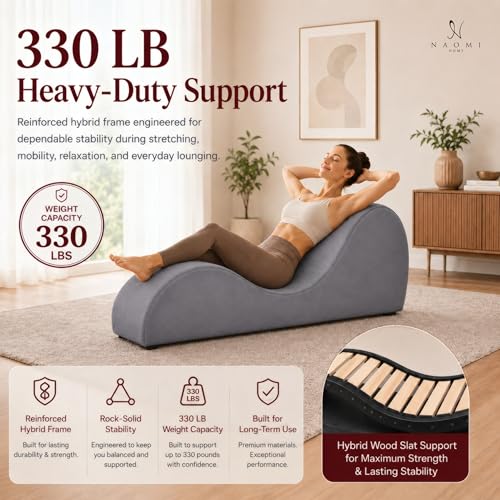 Ergonomic Yoga Chaise Lounge Chair - Gray | 330 lb Capacity