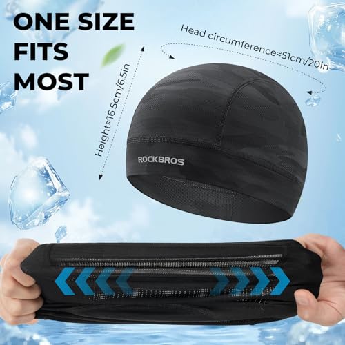 ROCKBROS Cycling & Motorcycle Helmet Liner Skull Cap - Cooling Breathable Headwear for Men Women, Black/Grey/Blue
