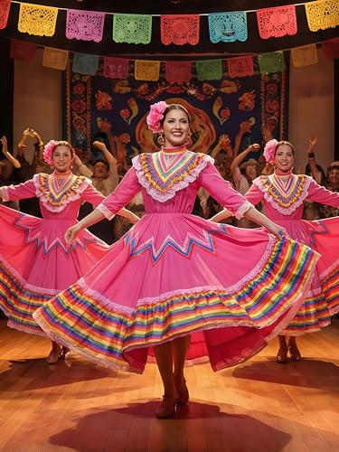 Women's Rose Cinco De Mayo Fiesta Costume Dress Small Folklorico