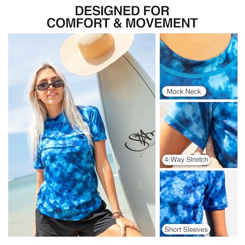 Kanu Surf Women's Breeze II Rash Guard XL Sydney Blue - Quick Dry, UPF 50+ Sun Protection