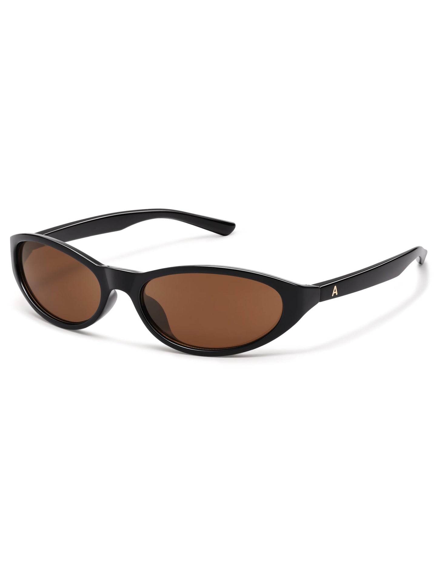 Appassal Retro Y2K Wrap Around Oval Sunglasses AP3741 Black/Brown