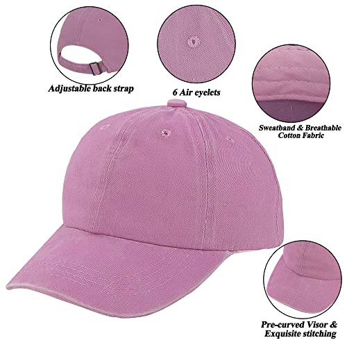 Cotton Baseball Cap for Kids - Sun Hat for Ages 2-7 Years - Pink