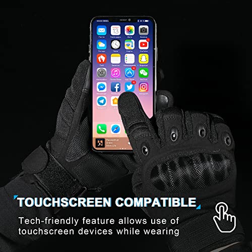 Tactical Gloves for Men & Women - Full Finger Black, Large