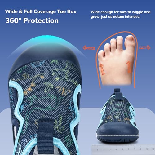 WateLves Toddler Dinosaur Water Shoes - Kids Quick Dry Barefoot Beach Sneakers, Non-Slip Aqua Shoes for Hiking & Swimming, 7 Toddler