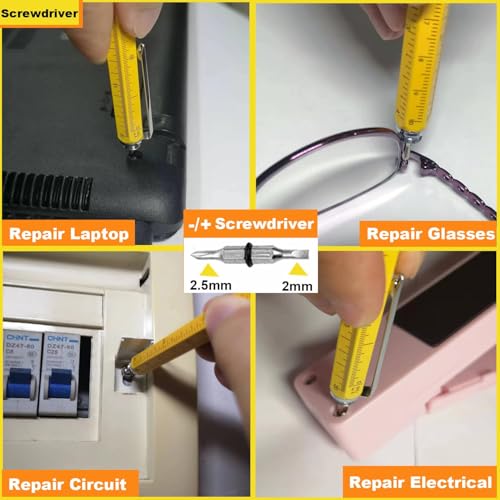 6 in 1 Multitool Pen Set - Yellow, Ruler & Screwdriver