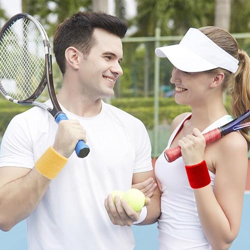 Wrist Sweatbands - 8 Pack Absorbent Cotton Bands for Sports - Dark Red