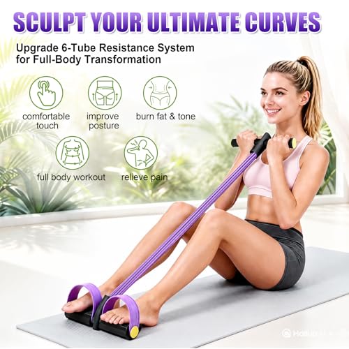 Wysperix Black-Purple 6-Tube Resistance Bands with Handles for Full-Body Workout