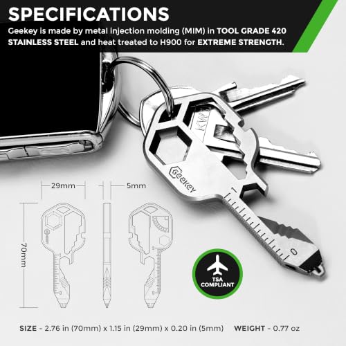 Geekey Multitool Keychain with 16+ Functions, Portable Bottle Opener