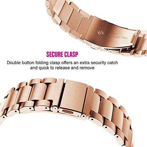 Rose Gold ViCRiOR 18mm Stainless Steel & Mesh Watch Band for Garmin Venu 3S/4/2s/Vivomove 3S & Forerunner 255S/265S