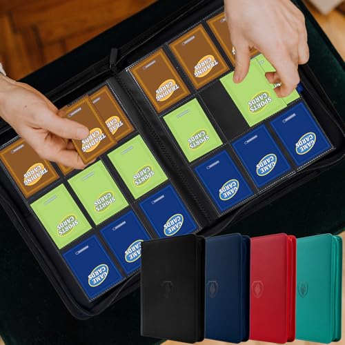 9 Pocket Trading Card Binder Album - Sturdy Zip Holder for 360 Cards, Pink