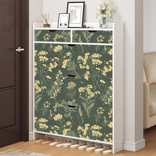 Sage Green Peel and Stick Wallpaper A Set of 17.3"x120" Floral Contact Paper for Cabinets Green Leaf Removable Wallpaper Waterproof Self-adhesive Decorative Wall Paper for Shelf Drawer Bathroom Walls