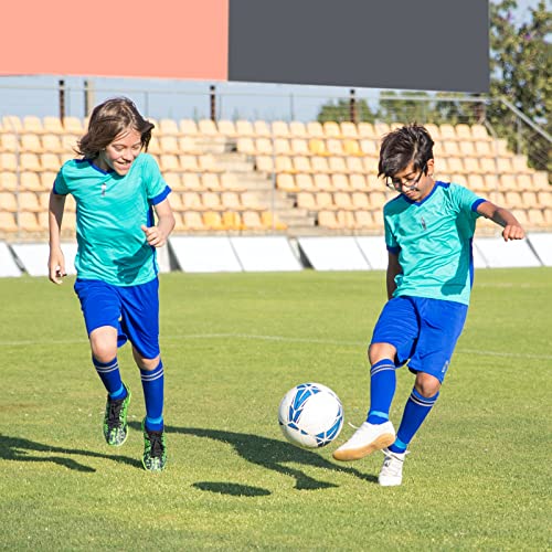 Kids Knee High Soccer Socks - Striped Tube Football Socks - Blue