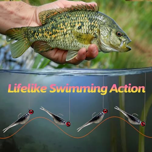 Split-Tail Crappie Lures - 24pcs Soft Plastic Lures - Black