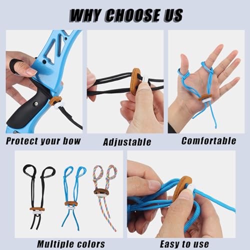 Adjustable Archery Finger Sling - Black Recurve Bow Accessory