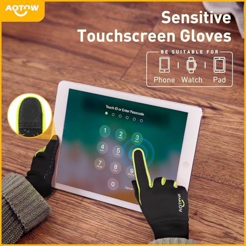 AOTOW Kids Winter Waterproof Sports Gloves M (6-8 Years) Black-Green