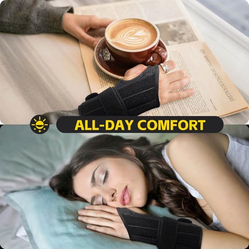 Wrist Brace for Carpal Tunnel - Adjustable Left Hand Support, Black