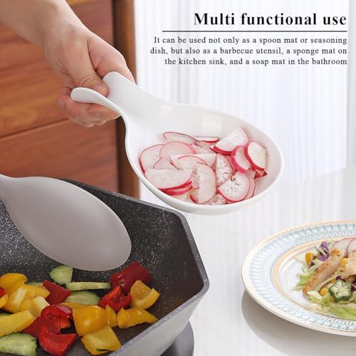 Plastic Spoon Rest Set - 2 Pack White Kitchen Utensil Holder