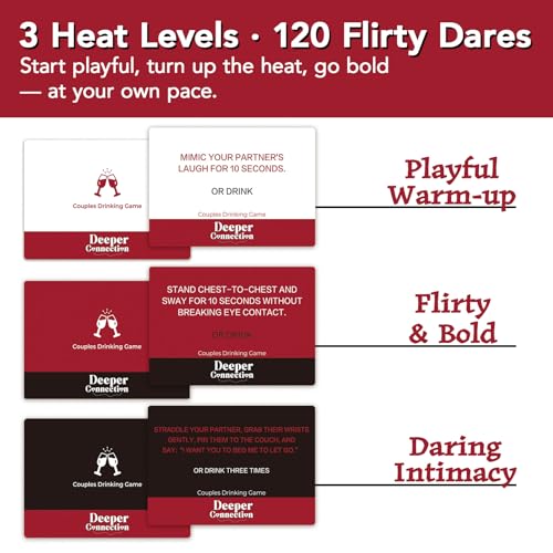 Couples Card Game - 120 Romantic Dares with 3 Heat Levels