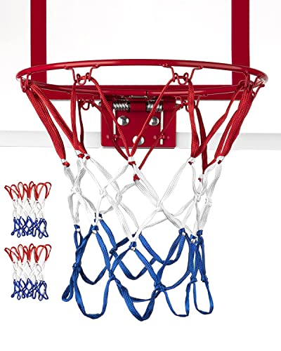 Mini Basketball Net Replacement 8 Loop - Red White and Blue (2 Pack)