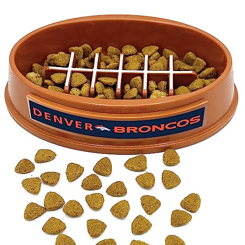NFL Denver Broncos Slow Feeder Dog & Cat Bowl - Football Design