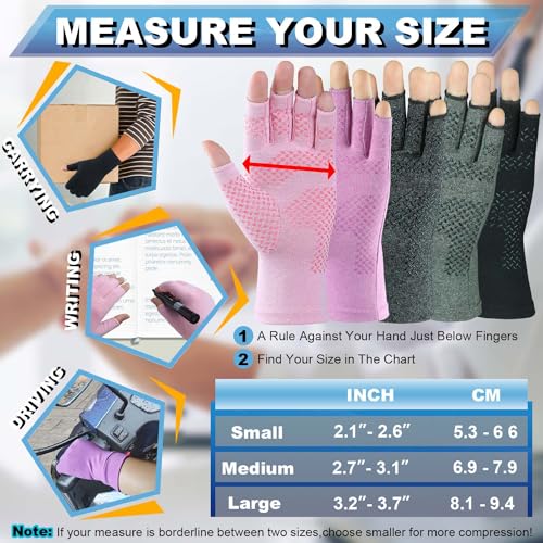 Kecartu Medium Pink and Purple Compression Gloves for Arthritis Support, 2 Pairs