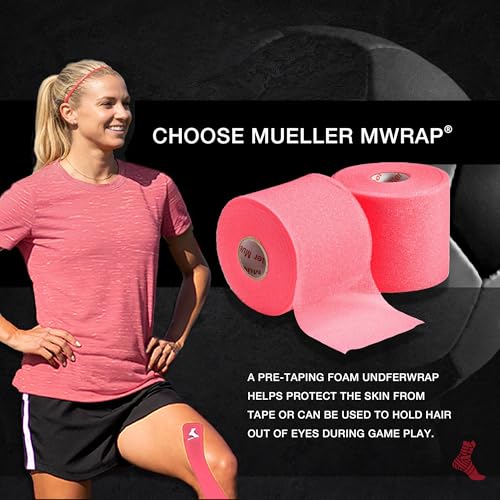 Athletic Tape Underwrap - Water-Resistant, Latex-Free, Pink - 2 Rolls