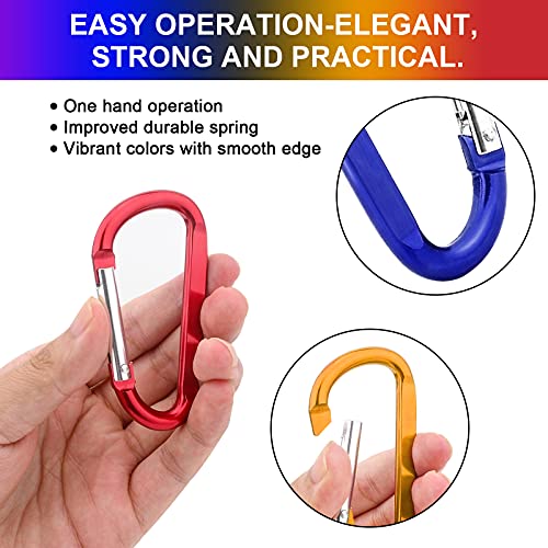 10 Pack 3" Aluminum Spring Snap Hook Carabiner Clips - Colorful