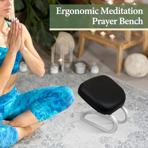 Adjustable Height Kneeling Meditation Stool - Black C