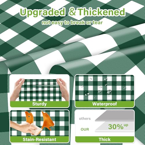 Dark Green Gingham Tablecloth Set - 54 x 108 Inch, 2 Pack