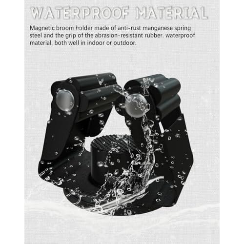 Magnetic Broom Holder, Steel Mop Mount No Drilling Magnetic Holder for Garage Tools, Anti-Slip Utility Mount for Garage, Kitchen, Laundry Tools Organizer and Management - 5 Pack/Black