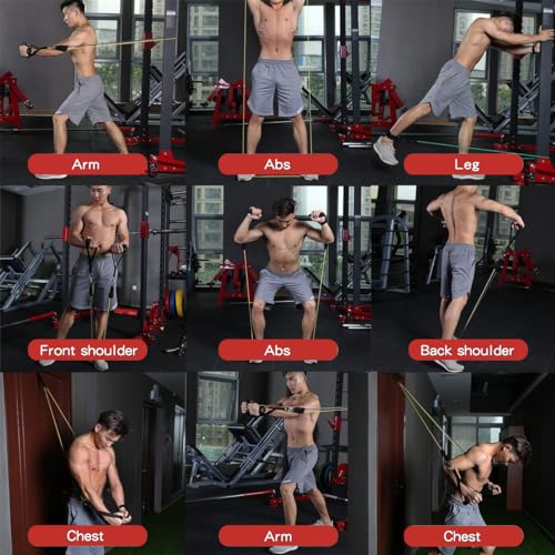 5-Level Resistance Bands Set with Handles - Natural Latex, 10-50 lbs