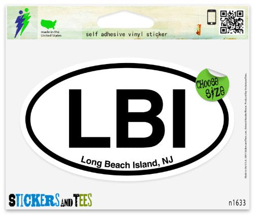 LBI Long Beach Island NJ Oval Vinyl Sticker - 3" x 2"