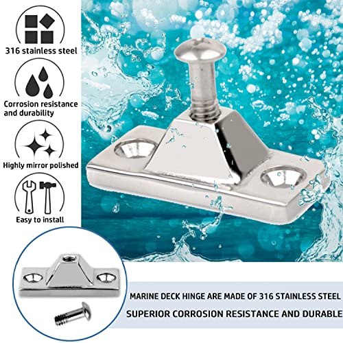 2-Piece Marine Bimini Top Side Mount Deck Hinges - Stainless Steel