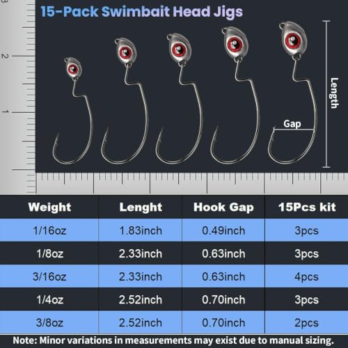 Natufish Swimbait Jig Heads 30Pcs 3/16oz Free-Swinging Hook for Bass Fishing