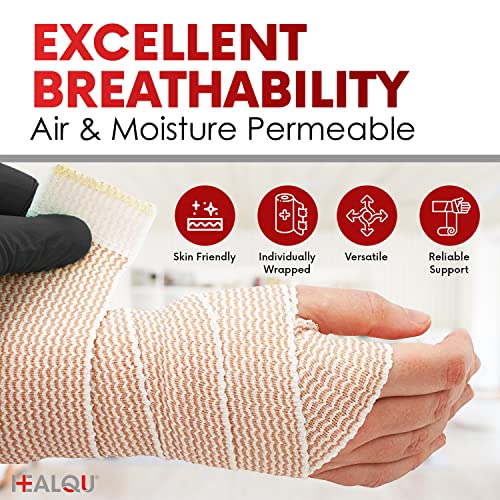 Healqu Premium Elastic Bandage 3 Inch Self-Closure Compression Wrap Box of 10